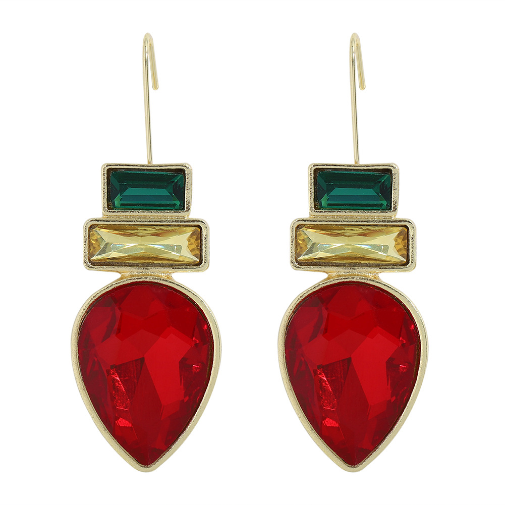 Fashion Alloy Inlaid Colored Gemstone Earrings display picture 24