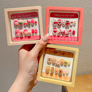 Cute Cartoon Kuromi Kidsren's Wearable Nail Polish Jelly Glue Removable Nail Stickers for Little Girls Nail Stickers Three