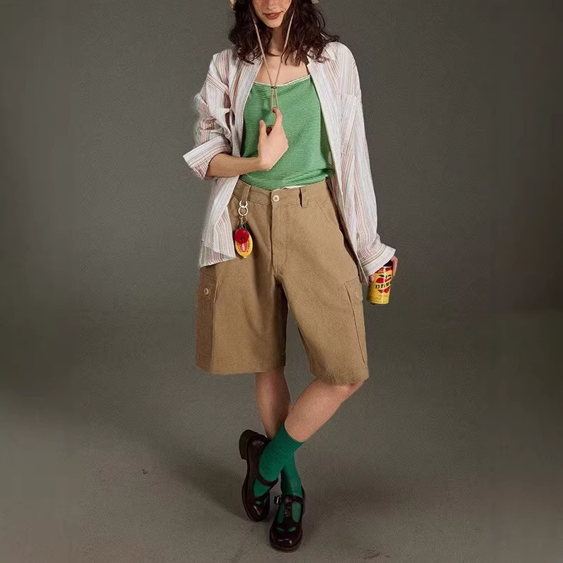 Rainbow Striped Polo Collar Relaxed and Lazy Style Loose Shirt for Women 2026 Spring/Summer Versatile Sun Protection Top