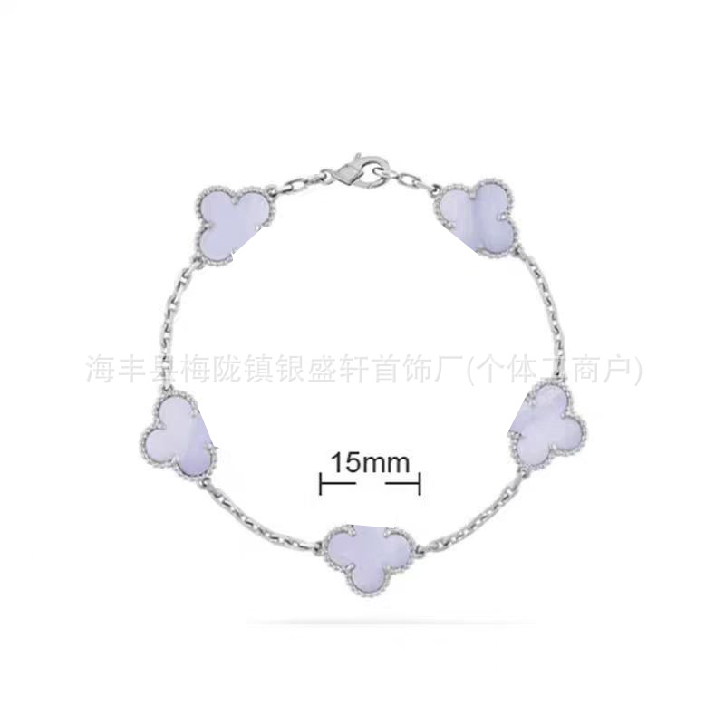 V ゴールドハイバージョン四つ葉のクローバー五花ブレスレット女性用 18K ゴールドメッキ非退色ホワイトマザーオブパールブラックアゲートブレスレットメーカー卸売
