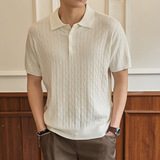 ZF8108-MW衫时尚高级T恤上衣美式麻花纹翻领针织短袖POLO男装，男装针织衫/毛衣，星座614