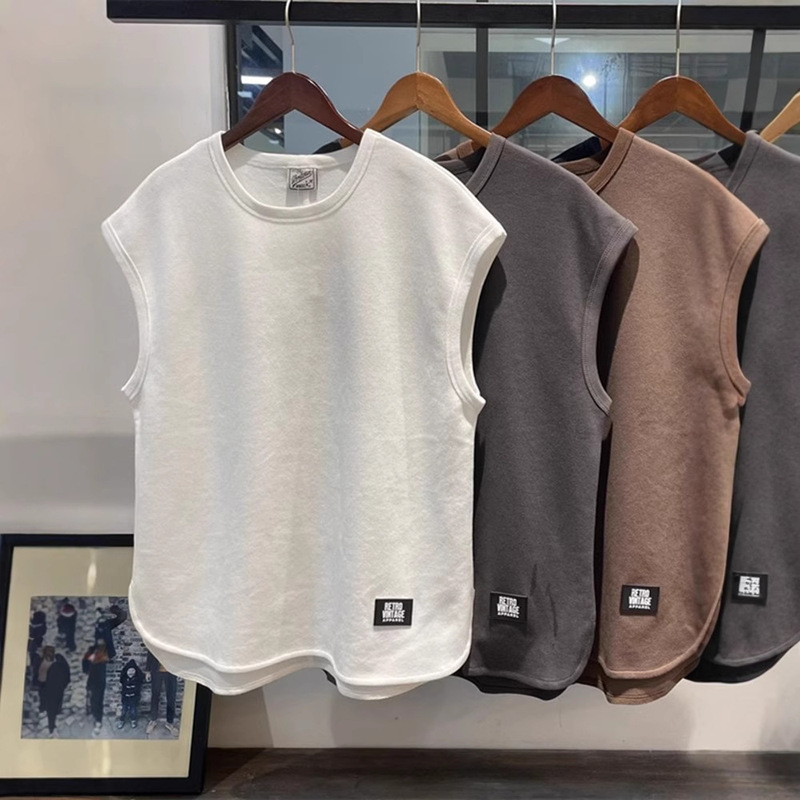 2025 Extra Large Size 150kg Pique Vest Men's Summer Sleeveless Wide Shoulder Vest T-Shirt Top
