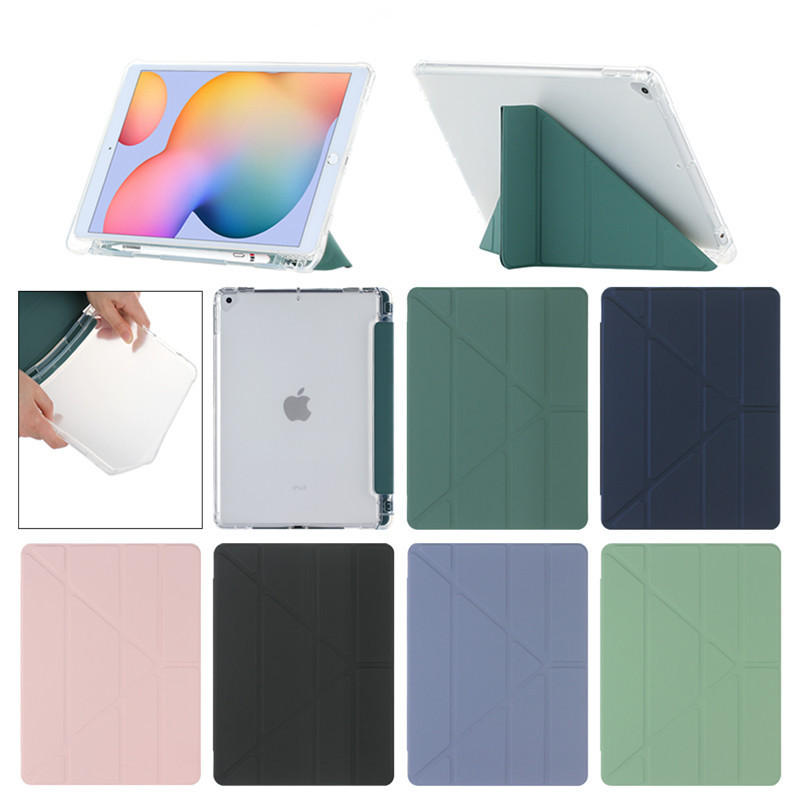 Suitable for Ipad12 11 10 Protective Case Pro11 with Pen Slot Air8 7 6 5 Leather Case Mini7 Transparent Case