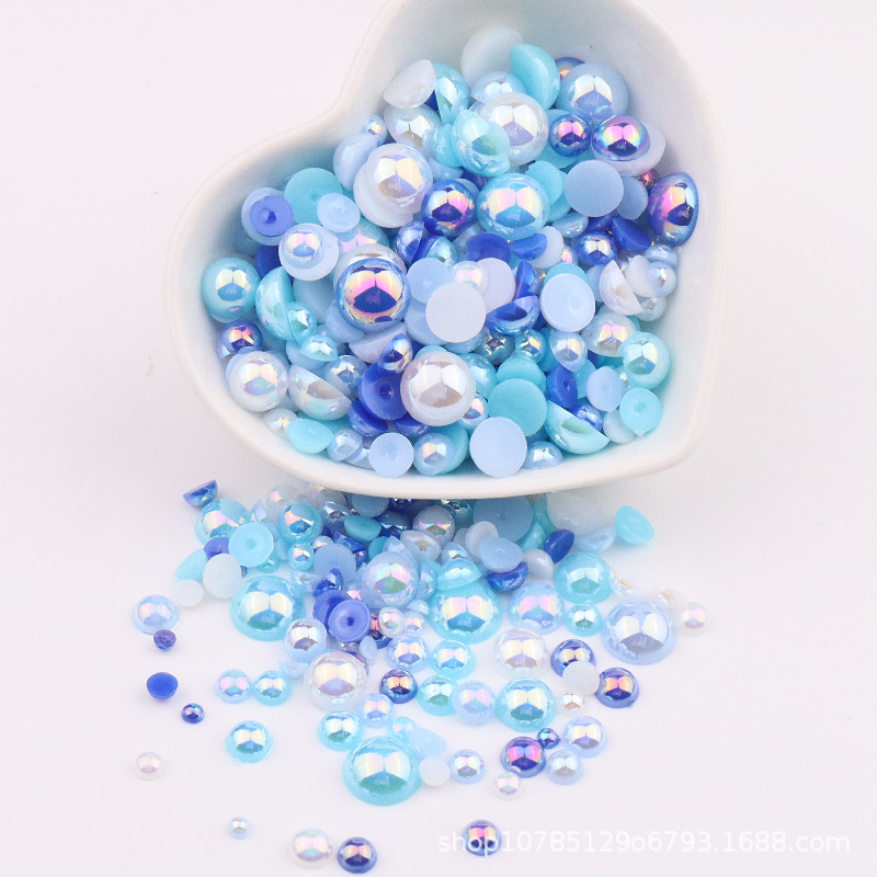 Mixed 3-10 mm semi-circular pearl fantasy ABS imitation pearl flat…