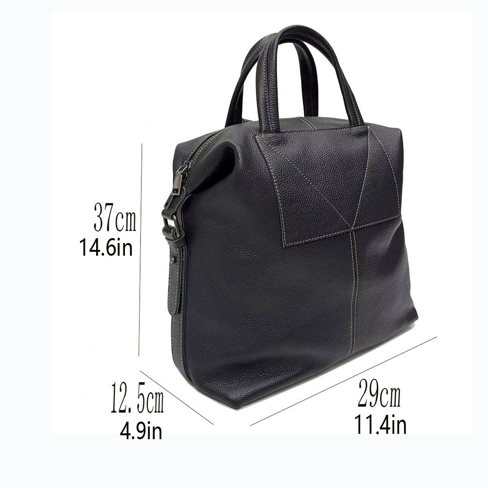 Backpack, Black Handbag, Casual Backpack, Leather Outdoor Travel Bag, Cowhide Large Backpack_voghion.com