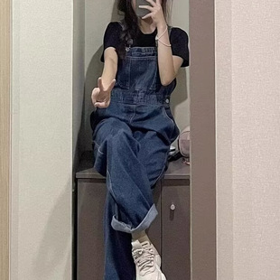 2025 New Fashion Trend Loose Age-Reducing Internet Celebrity Denim Overalls Women's Spring and Autumn Large Size mm One-Piece Pants
