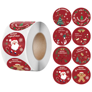 Amazon's Popular Roll Sticker Cowhide Self-Adhesive Handbook Merry Christmas Decorative Label Sealing Sticker