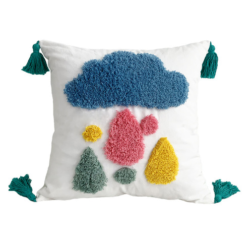 Tufted pillow cute sun cloud stars tassel cartoon children pillow sofa seat lumbar pillow cushion