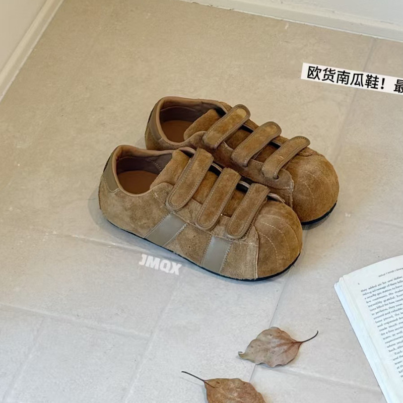 真皮休闲运动板鞋魔术贴德训丑萌卡片巴拉大头内增高厚底勃肯鞋女|undefined