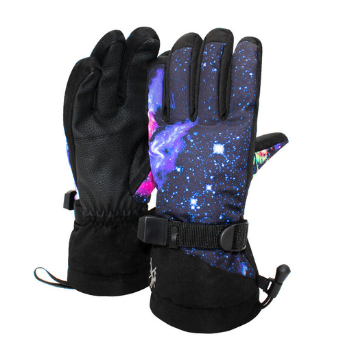 Ski gloves women's snowboard and double board ski gloves warm and thickened to resist cold