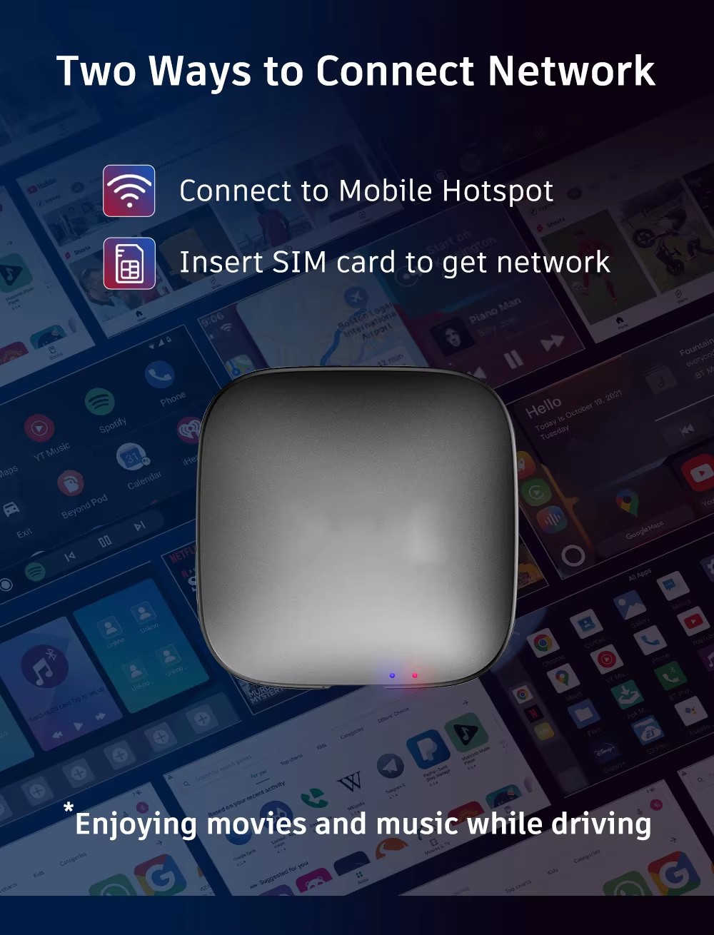 128g Wired to Wireless Carplay Android Box Smart Android Car Box