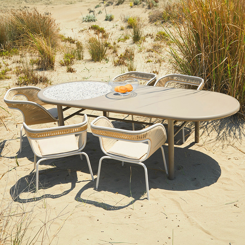 Mesa y silla al aire libre patio de ocio villa al aire libre sala de modelo de restaurante occidental silla de comedor hotel diseñador de bar de caña image 3