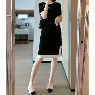 现货厂家批发 新款气质修身显瘦小香风针织连衣裙子新款