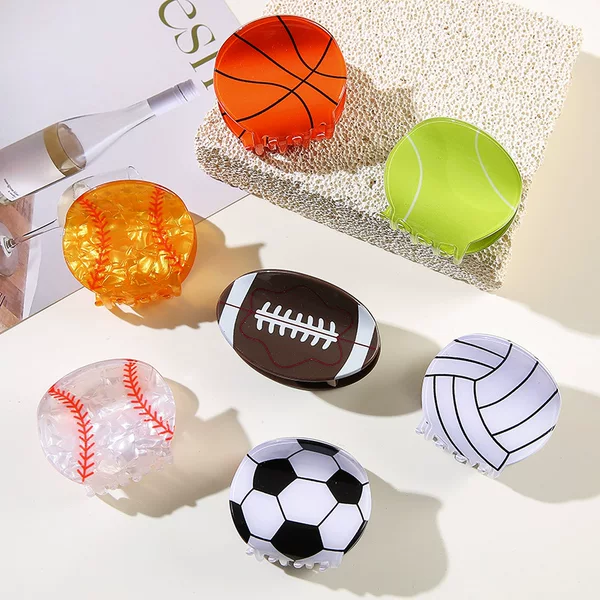 Cross-Border Super Bowl Football Hair Clips, Basketball Hair Clips, Soccer Volleyball Shark Clips, Tennis Clips, Creative Hair Accessories