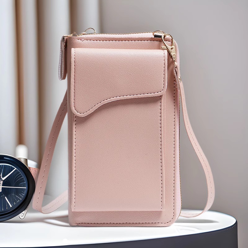 2025 새로운 패션 한국 스타일 어깨 Crossbody 가방 대용량 여성 긴 지갑 카드 홀더 솔리드 컬러 휴대 전화 가방