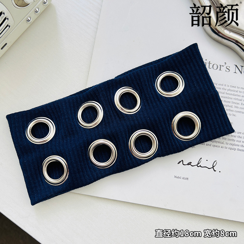 Hot Girls metal agujero redondo hueco elástico cinturón de cabello europeo y americano retro gótico punk rock festival tocado de moda