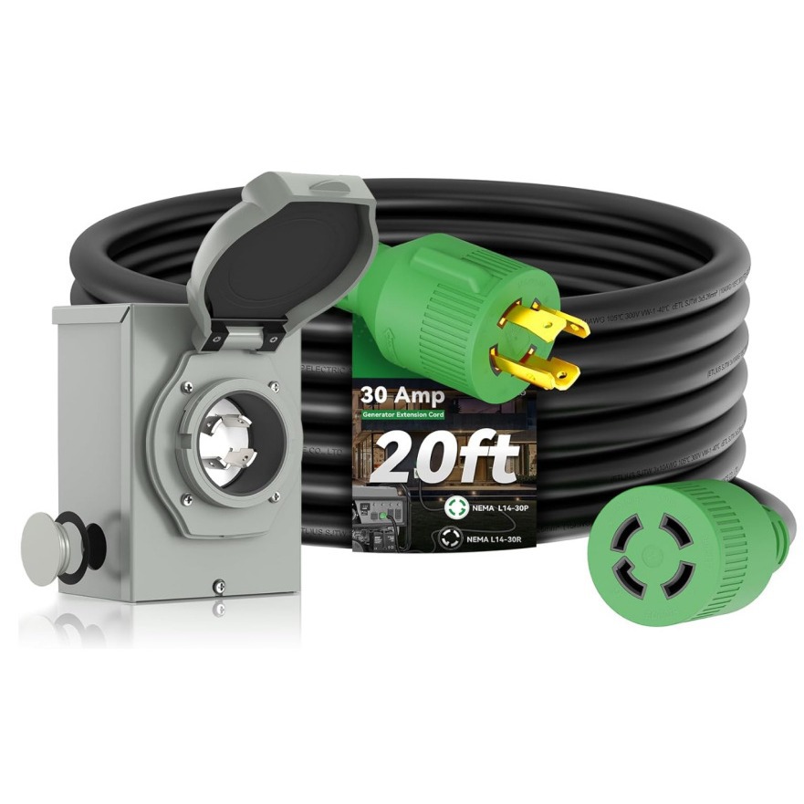 美式发电机线充电桩套装20ft4芯10/4 插头NEMAL14-30P 带接头电缆