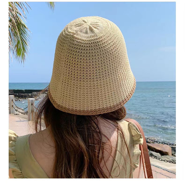 Nouveau bonnet de bassin à la mode, pliable et minimaliste, chapeau de seau d'eau, pare-soleil tricoté, petit bord, respirant et protection solaire, chapeau de pêcheur_voghion.com