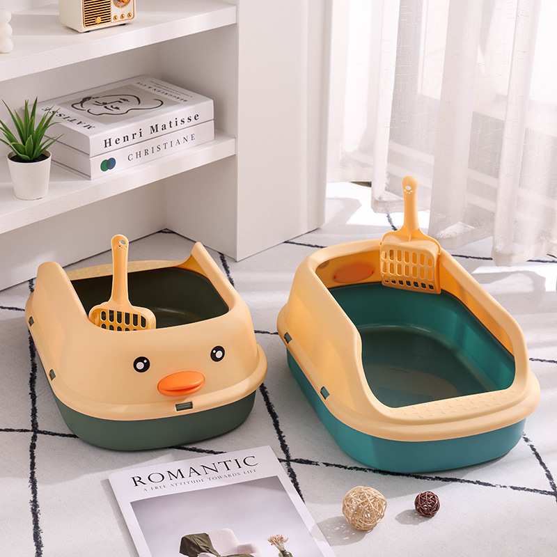 La caja de arena para gatos es grande para evitar sacar el pequeño pato amarillo, la caja de heces para gatos, el inodoro para gatos semicerrado, la caja de arena para gatos antisalpicaduras de gran tamaño