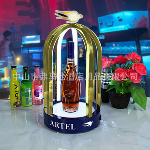 Bar Luminous Wine Seat Ktv Creative White Wine Red Wine Foreign Wine Stainless Steel Base Whiskey Laser Base Display