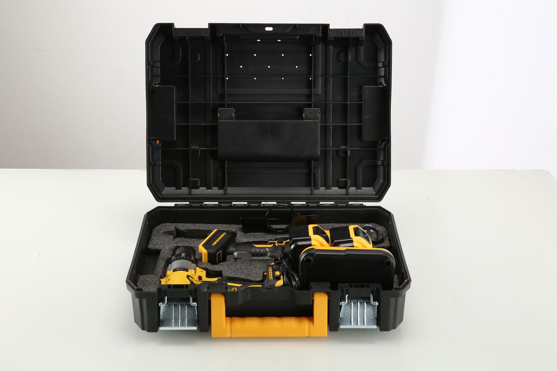 Comercio exterior multifuncional herramientas eléctricas de litio dos piezas conjuntos 21V sin escobillas molino angular taladro eléctrico de impacto recargable