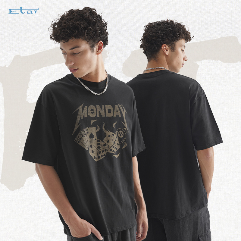 Camiseta americana de alta calidad, impresión de algodón suelta, ropa de moda para hombres, manga corta, casual para hombres