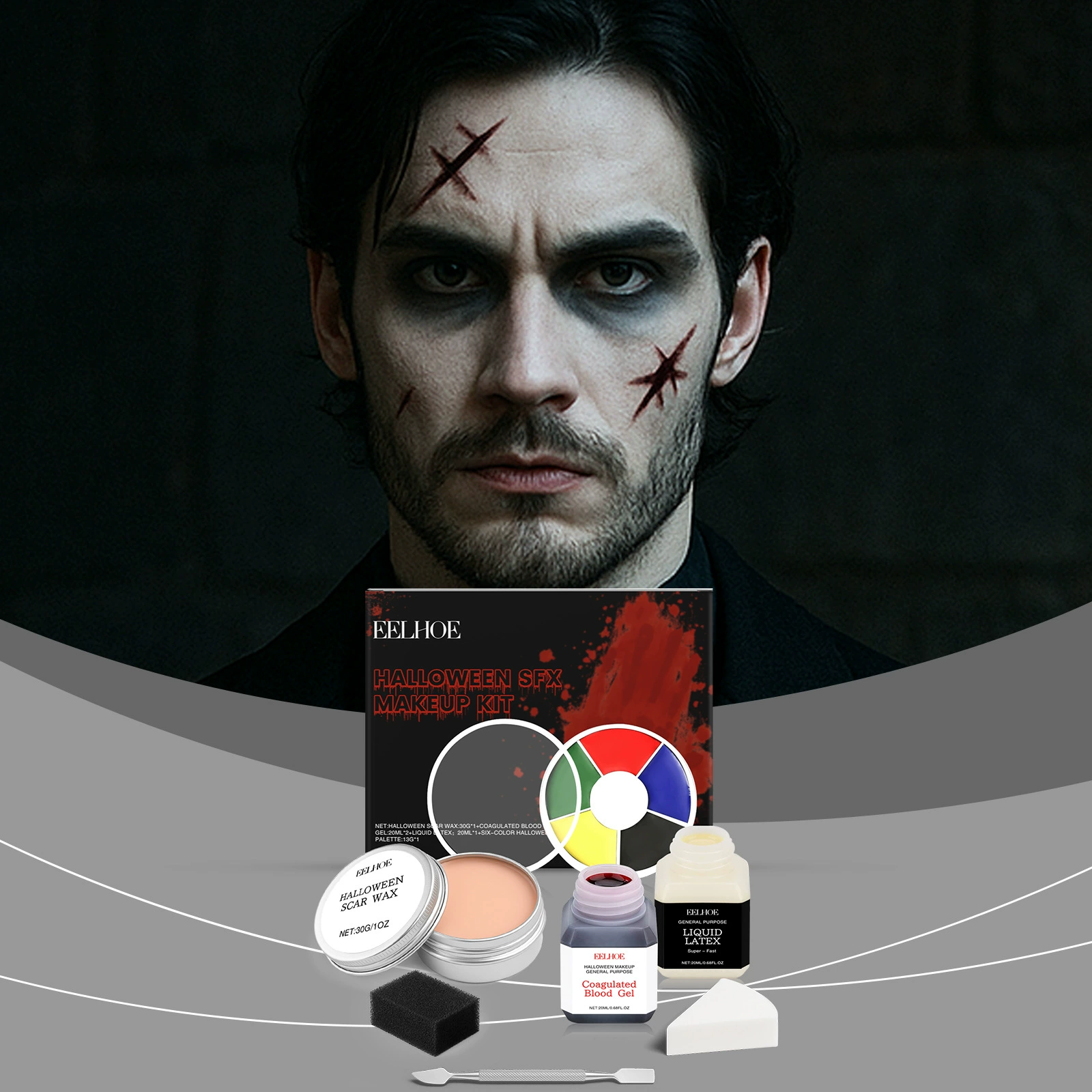 EELHOE Набор для макияжа на Хэллоуин Атмосфера Хэллоуина Макияж Пластина для рисования Инструмент Комбинированный набор для макияжа