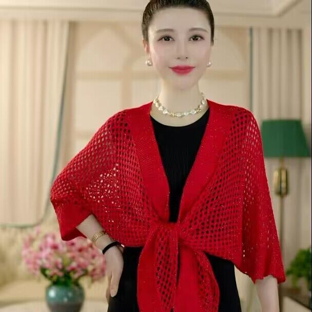 新しい女性の夏の外出日焼け止めストールのエアコンルームの外にファッションの銀糸の金の蝶の袖のニットの肩を掛けます。|undefined