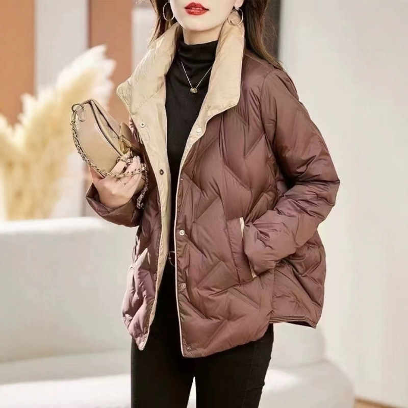 冬季短款羽绒服女2025冬装修身显瘦时尚保暖轻薄时尚白鸭绒外套|undefined