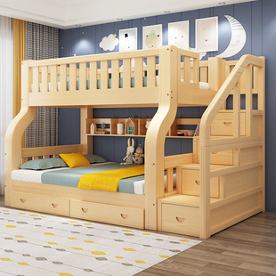 Go to bed Double -layer bed Mother bed Two -layer wooden bed solid wood high and low bed Children's bed and lower shops on the upper and lower paved multifunctional adults