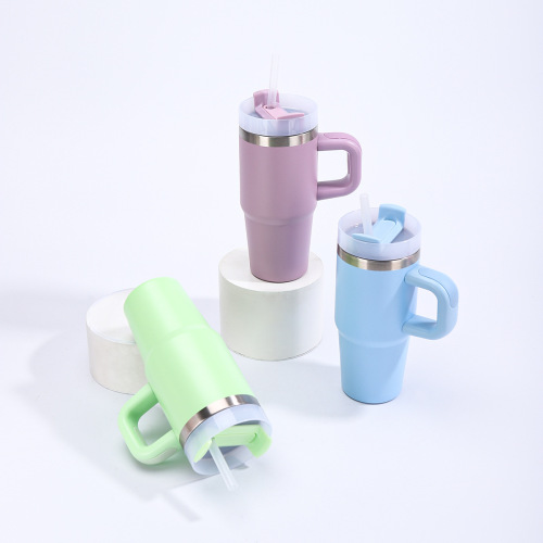 14oz Handle Car Cup, 304 Stainless Steel Vacuum Insulated Tumbler, Portable Cold-Keeping & Ice-Resistant Bottle