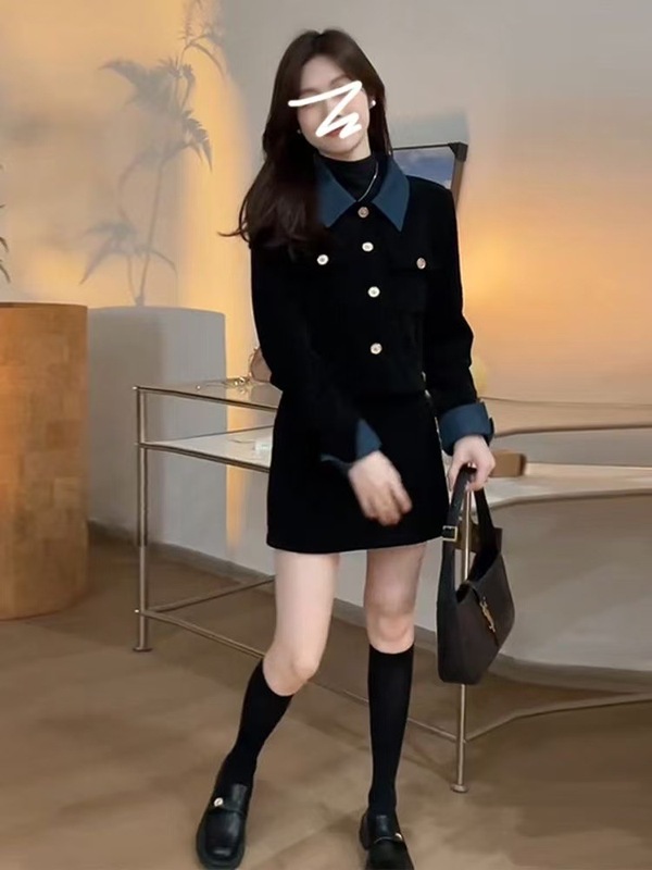 秋冬季小个子穿搭温柔系炸街奶乖法式小香风外套半身裙两件套装女|undefined