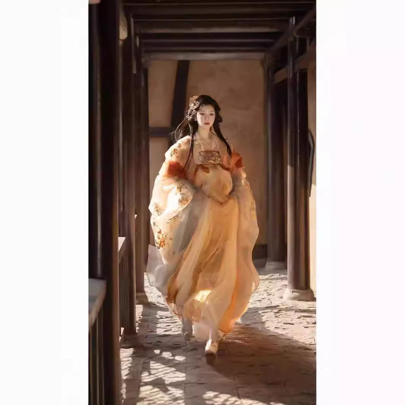 Original Hanfu Female Jade Man Song Tang Dynasty One Embroidery Chest-up Super Immortal Chebula Heavy Industry Embroidered Big Sleeve Spring and Summer suit