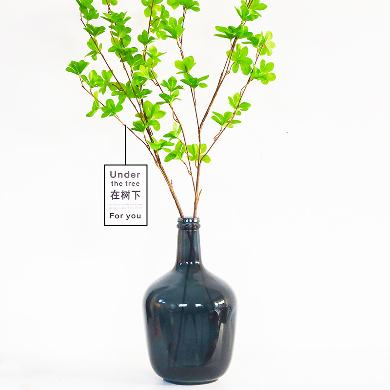 Botella de vidrio simple, boca pequeña, jarrón de barriga grande, reloj colgante de madera de caballo borracho, arreglo floral, decoración de la sala de estar, decoración hidropónica, gran