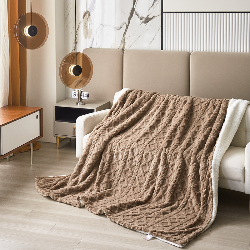 Double layer thickened tuff fleece blanket lamb fleece sofa cover blanket office nap air conditioning children's small blanket quilt cover_voghion.com