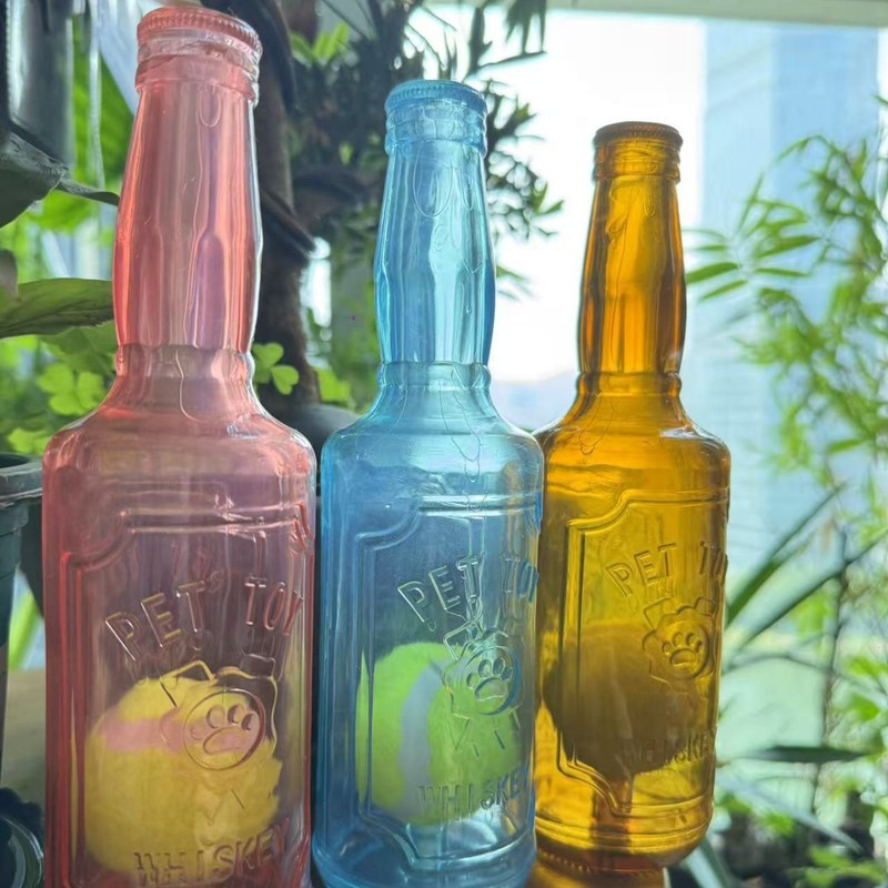 ホット販売ペットサウンドテニスボールボトル犬知育玩具 TPR 噛みつき防止退屈フローティングボトルインタラクティブトレーニングボトル|undefined