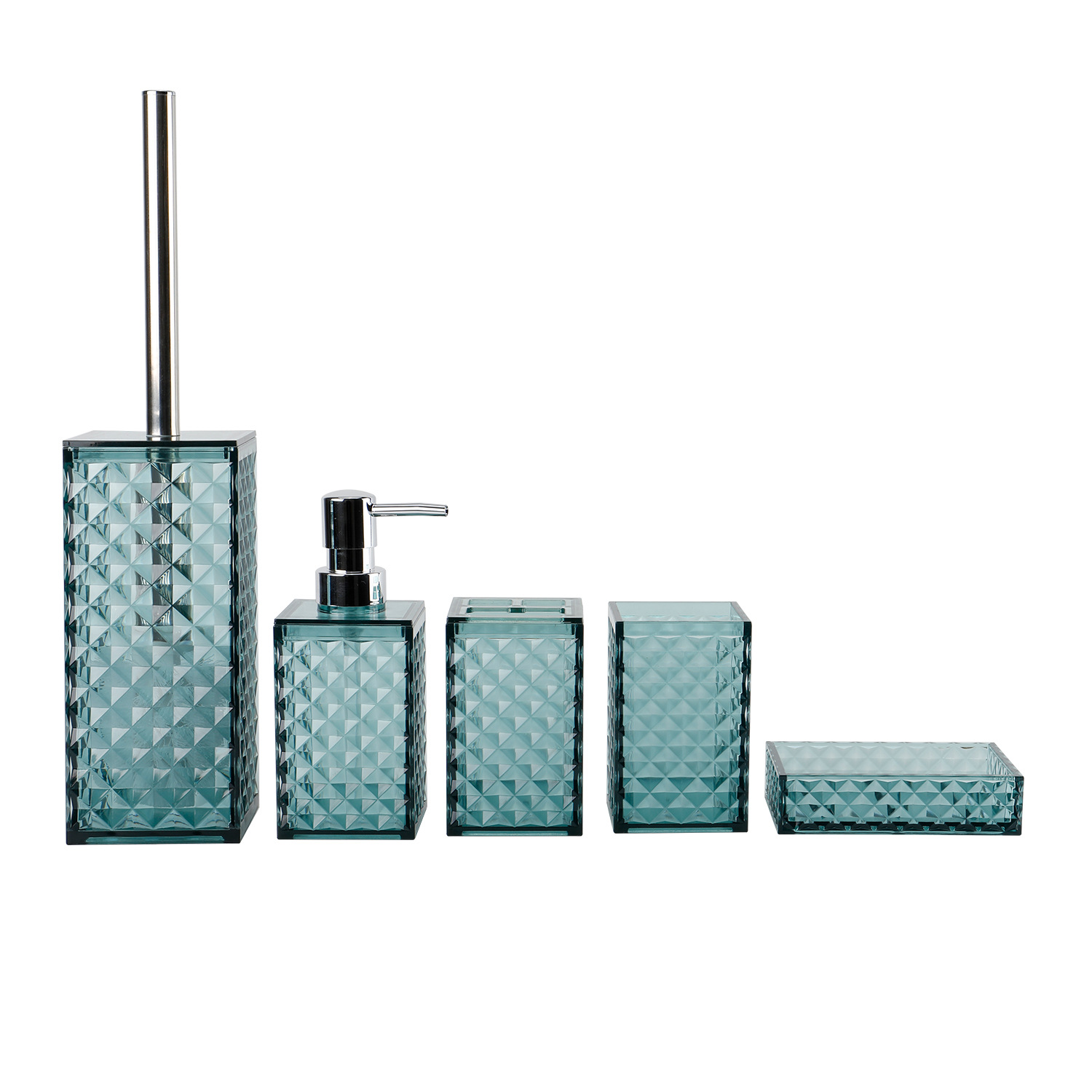 Cuarto de baño de plástico de cinco piezas redondo corrugado fábrica al por mayor de lavado de cinco piezas de baño enjuague bucal cepillo de dientes Copa conjunto de cinco piezas