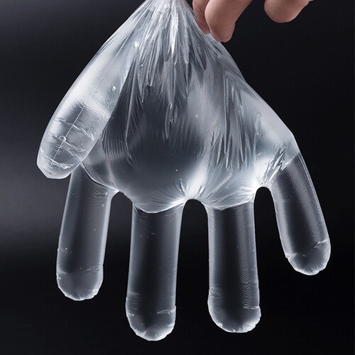 Food kitchen household protective disposable gloves thickened transparent plastic PE hairdressing and catering 100 pieces wholesale