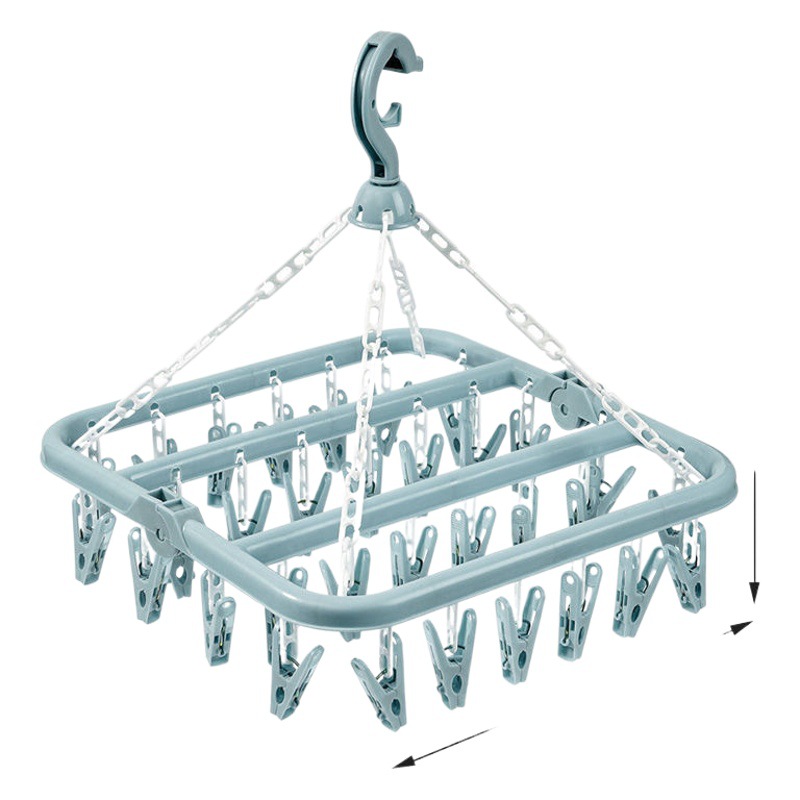 Folding Hanging Hanger 32 Clip Multifunctional Windproof Socks Clip Drying Rack Household Plastic Clothes Socks Drying Rack