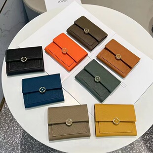 Genuine Leather Short Wallet Women's Wallet Women's Bag Japanese and Korean Soft Cowhide 70% off Buckle Compact Wallet Pure Leather Small Short Clip