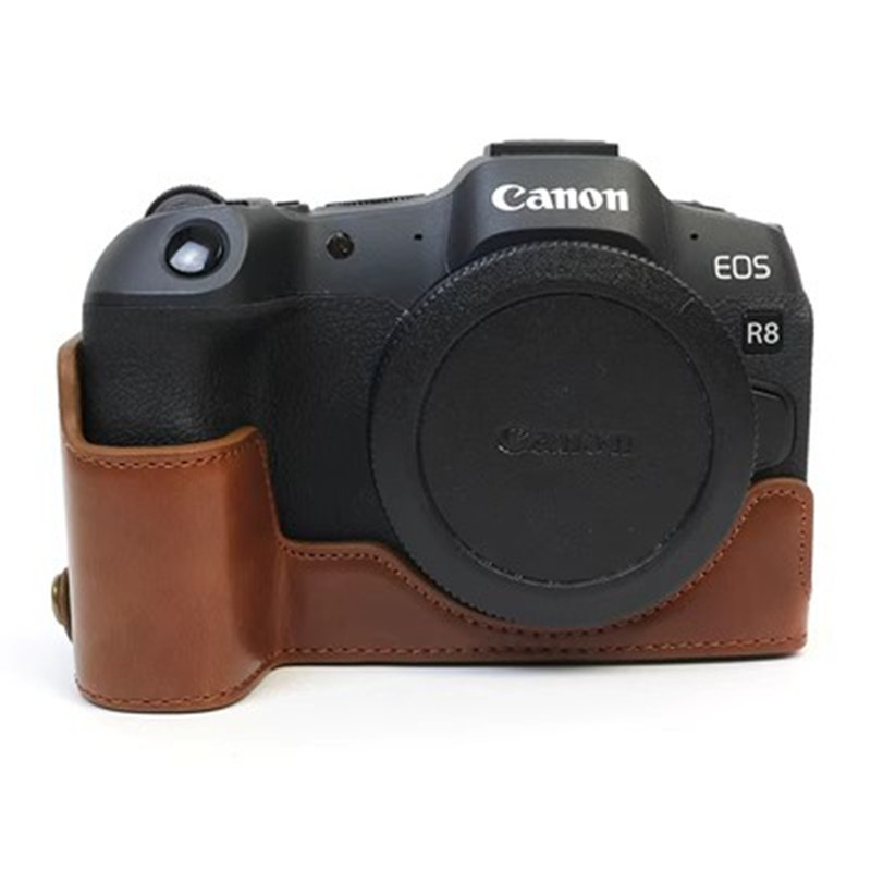 캐논 EOS R8 가죽 커버 베이스 R8 마이크로 단일 카메라 가방 휴대용 보호 커버 레이어 카우보이 반 세트를 위해 적당한