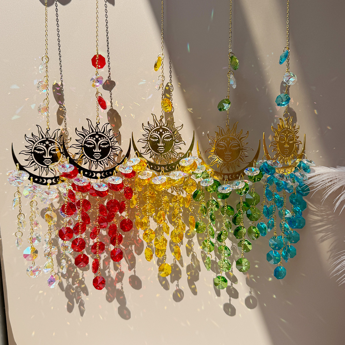 90g Weight Suncatcher, Wind Chime Home Textiles & Decor Type 1 Piece Quantity Housewarming, Graduation, Birthday Occasion Crystal Material Sun Pattern Simple Style Style Simple Style Sun Crystal Suncatcher Wind Chime Wall Art 2