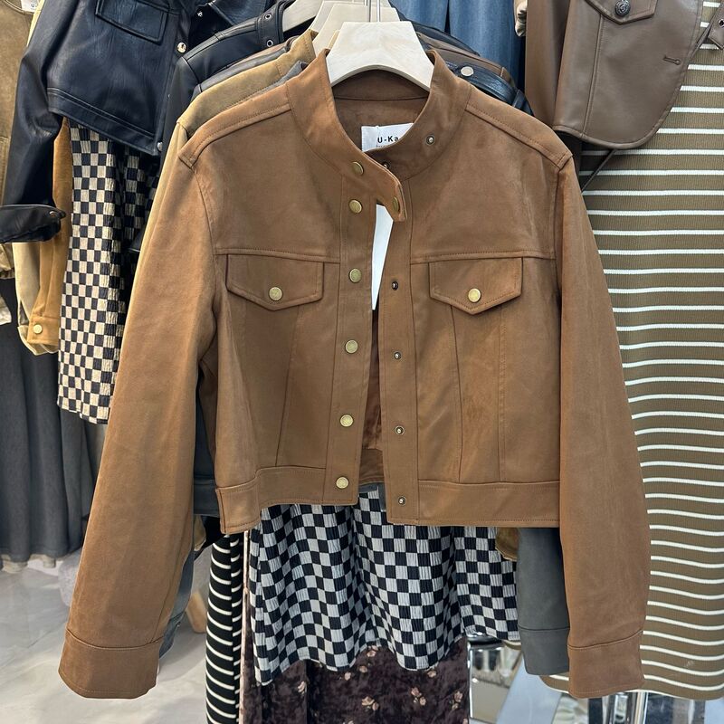 genuine goods deerskin velvet motorcycle clothing short coat 2024 autumn new retro high-end niche jacket top women