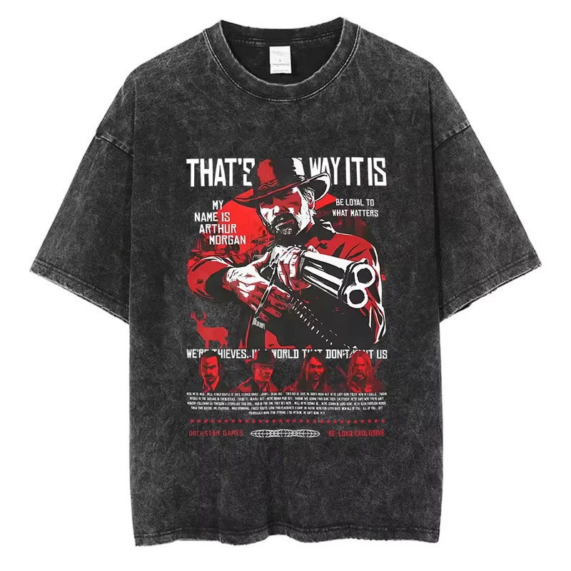 Cross-Border European Size Pure Cotton Arthur Morgan Player Cosplay Short-Sleeved 90S Retro Red Dead Redemption 2