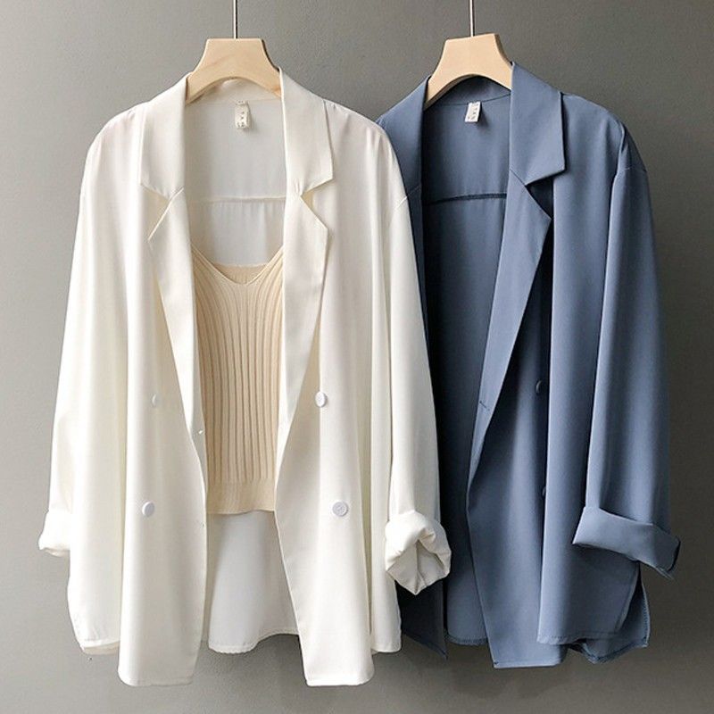 Korean-style Sunscreen Chiffon Suit Jacket Women's Spring and Summer Thin Design Niche British-style Loose-fit Suit