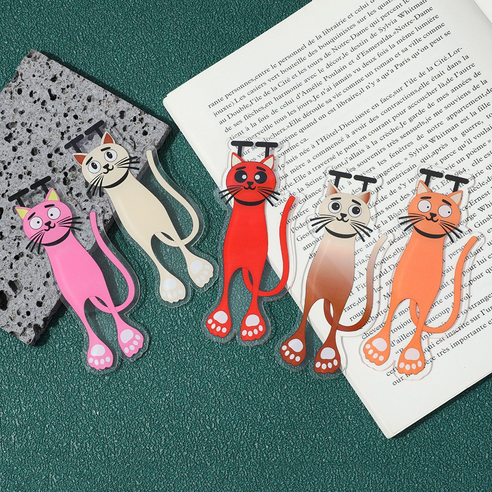 Cross-Border New 2D Acrylic Cat Bookmark, Durable Colorful Cat Page Marker, Handicraft Desktop Ornament
