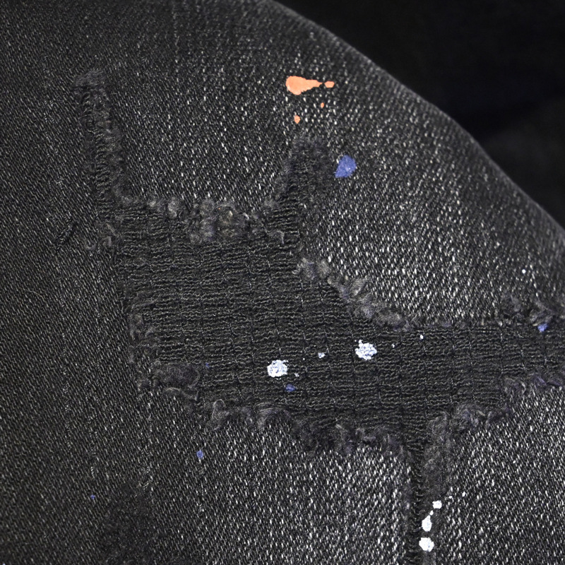 Men's Clothing Men's Street Style Ripped Jeans Distressed Black Gray Washed Paint Print Slim Fit Skinny Jeans_mkmklike.com