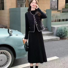 汉派品牌专柜2025秋冬新款气质优雅小香风马甲套裙女060