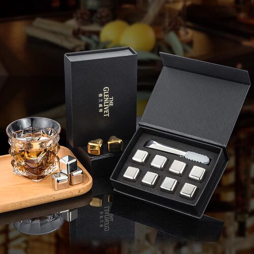 Ice tartar set Amazon stainless steel ice cube gift box EVA inner card metal ice cube gift box dropshipping