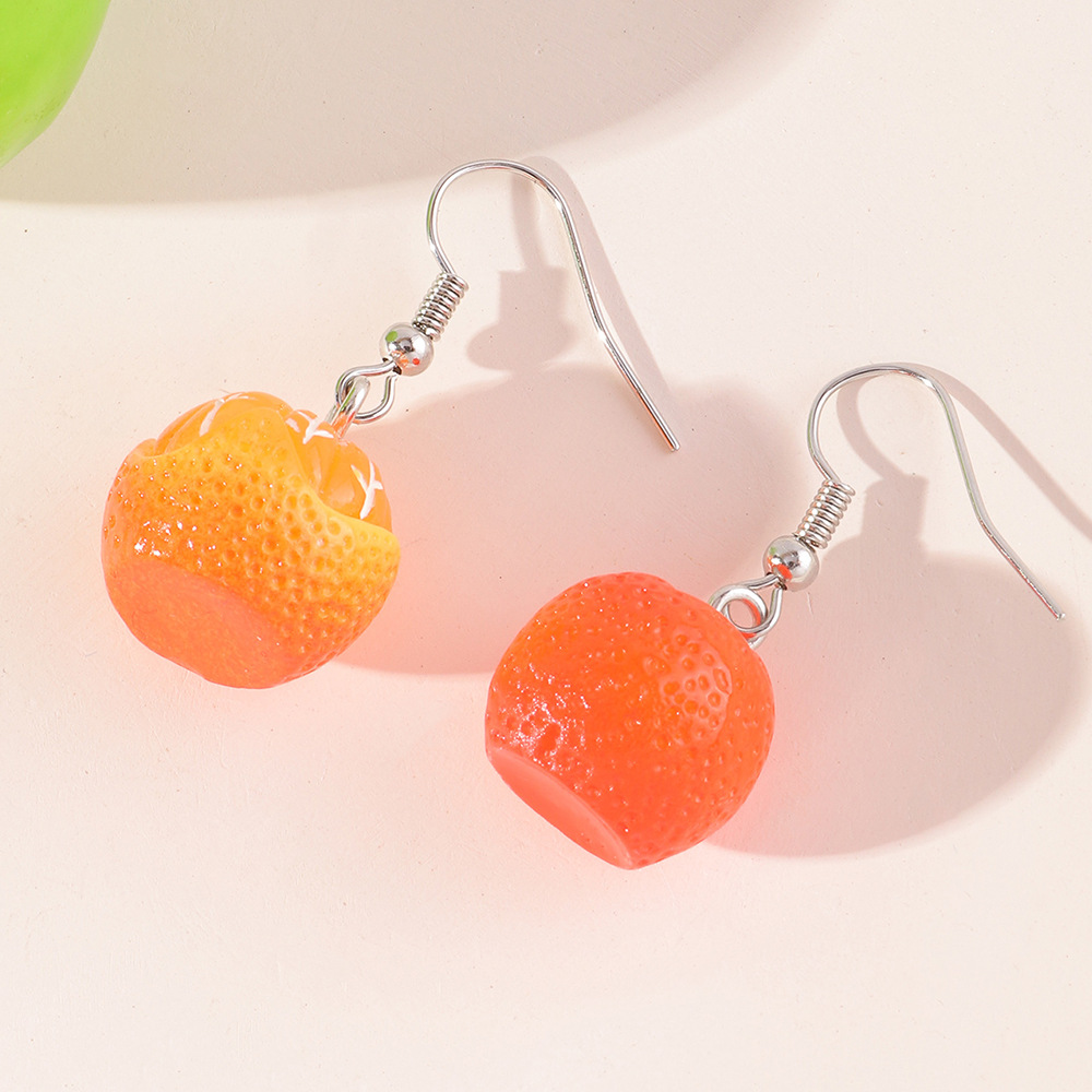 Wholesale Cute Simulation Three-dimensional Orange Peach Earrings Nihaojewelry display picture 6